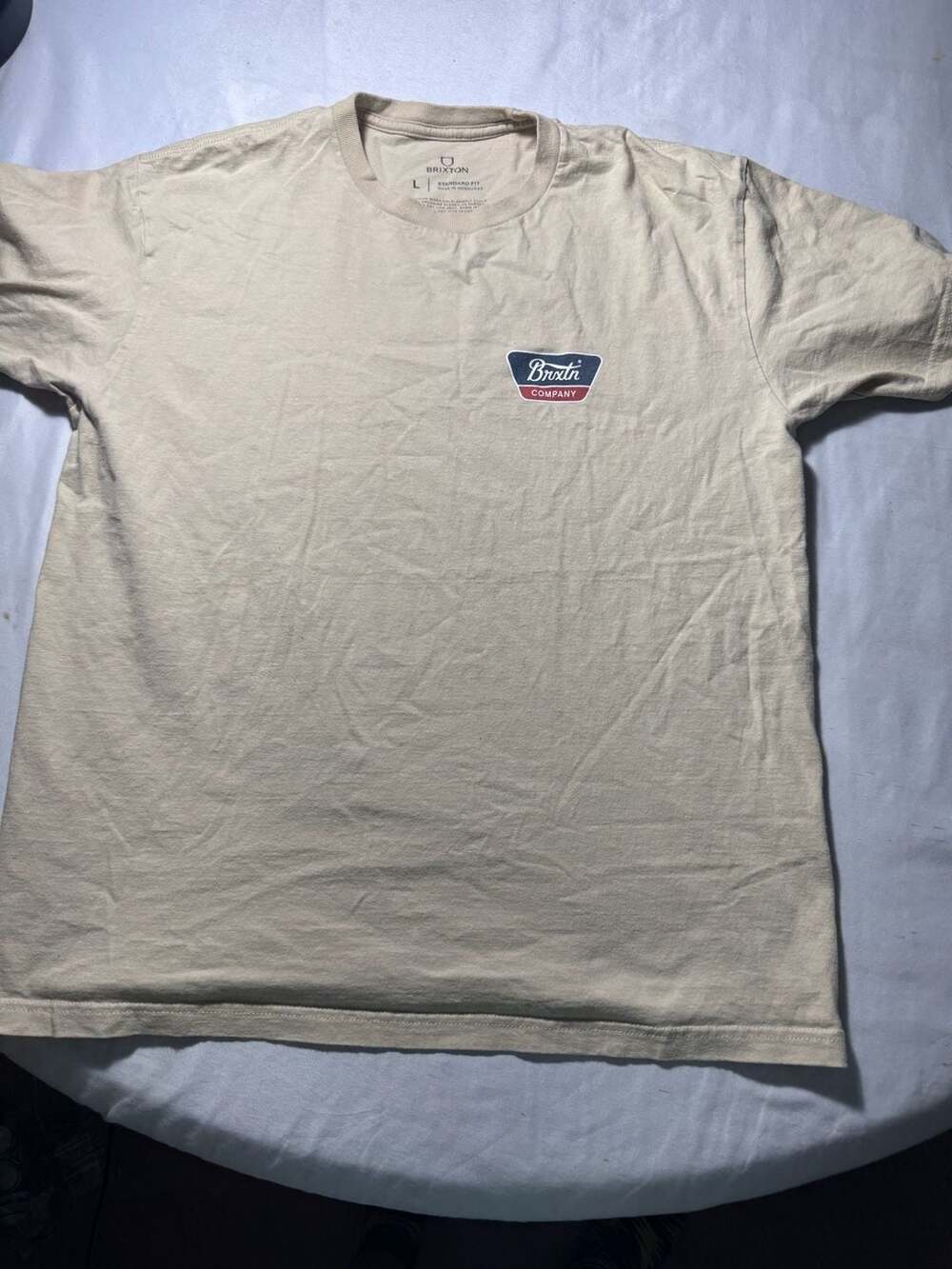 Brixton Linwood Standard Fit Short Sleeve T-Shirt in Cream